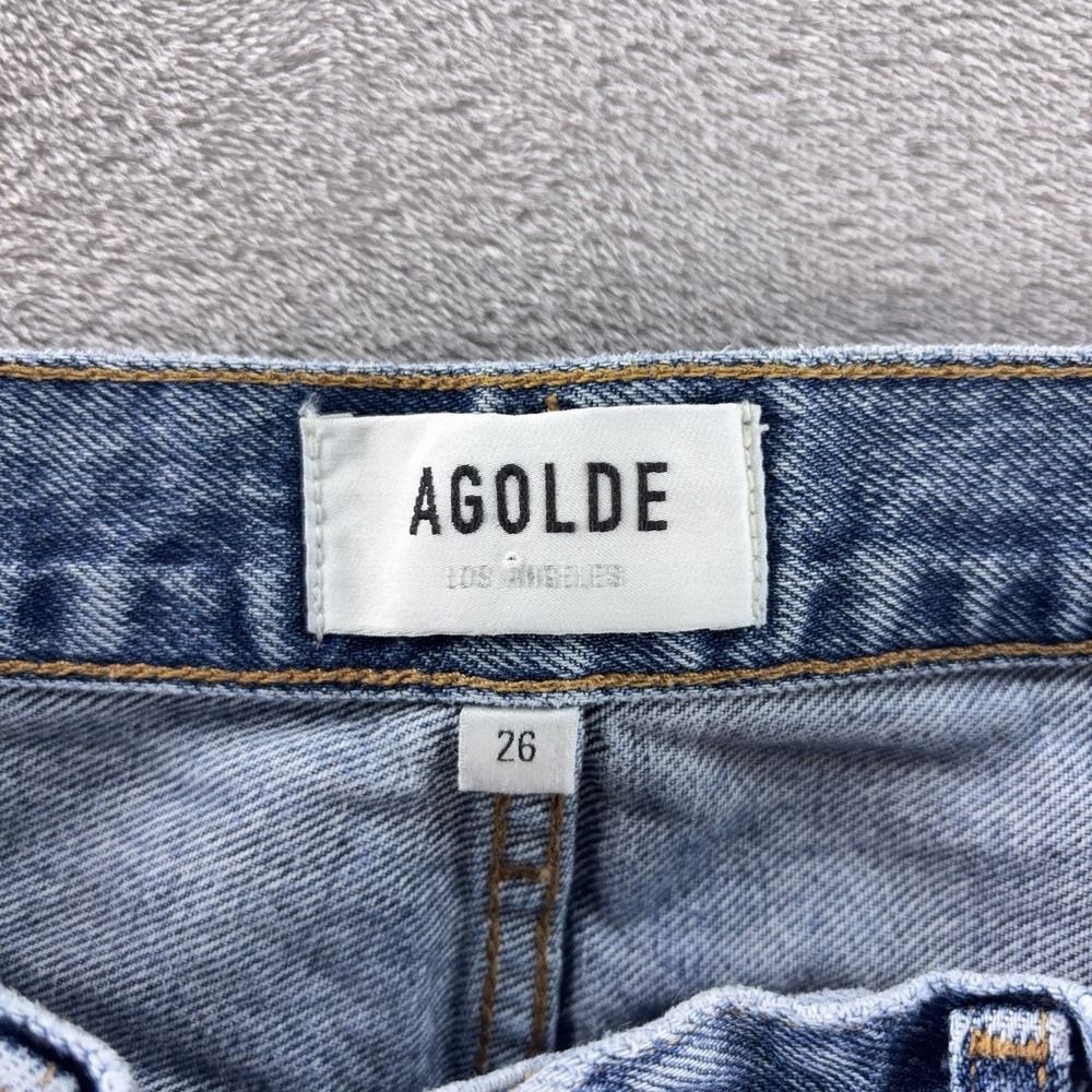 AGOLDE 90s Jeans Womens Size 26x29 Blue Wash Denim Button Fly Straight Leg - Picture 7 of 9